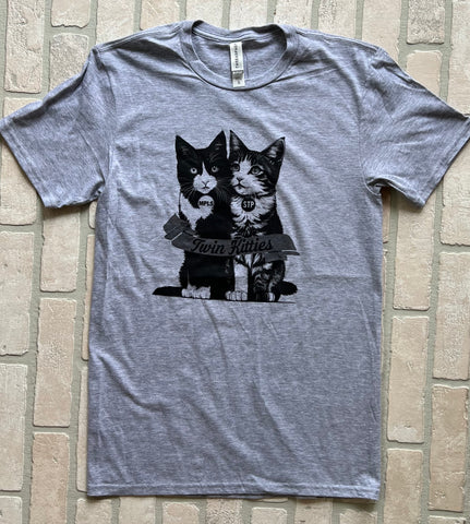 T-Shirt - Twin Kitties (Gray)